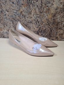 Lk Bennett Saffiano Perla Rose Pale Pink Nude Leather Kitten Wedge Heels Leather Pumps Size Uk 5 Eu 38