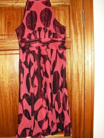 Coast Dress Dusty pink/ red and Black Haulter neck