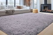 Rugs Living Room 120 x 170 - Grey Fluffy Area Rugs for Bedroom Super Soft Large Modern Shaggy Rug Non Slip Thick Pile