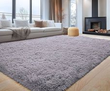 Rugs Living Room 120 x 170 - Grey Fluffy Area Rugs for Bedroom Super Soft Large Modern Shaggy Rug Non Slip Thick Pile