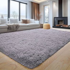 Rugs Living Room 120 x 170 - Grey Fluffy Area Rugs for Bedroom Super Soft Large Modern Shaggy Rug Non Slip Thick Pile