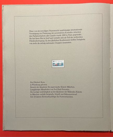 1978 Germany Borek Edition with slipcase. Contains stamps with 12 graphics under mounts with competition designs for postage stamps Germany