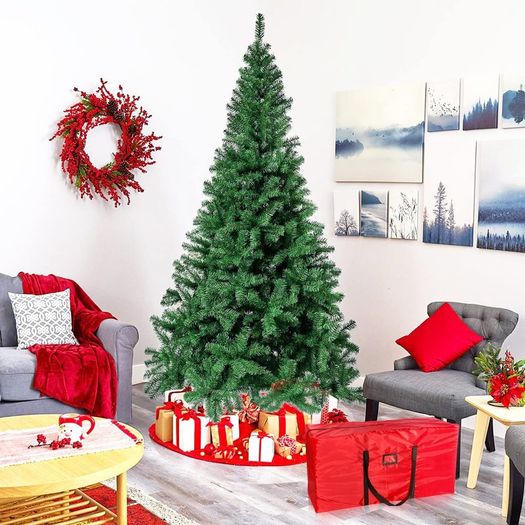 6ft/1.8m Artificial Christmas Tree Xmas Pine Tree Indoor Outdoor Holiday Decoration with Metal Stand & Storage Bag