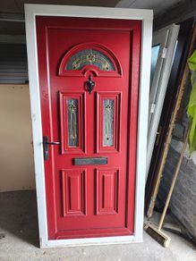 Red with white frame upvc door