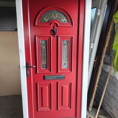 Red with white frame upvc door