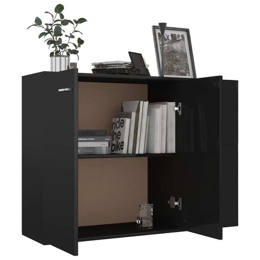 Sideboard High Gloss Black 105x30x75 cm Chipboard