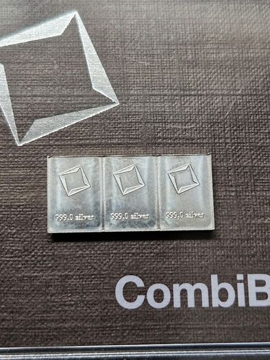 3 x 1 gram Silver Bar's (3 Grams) - Valcambi 999