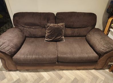 2 Seater fabric brown sofa