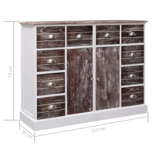 Sideboard with 10 Drawers Brown 113x30x79 cm Wood
