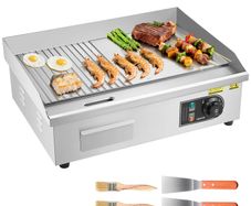 Commercial Electric Griddle, 535 x 300 mm, 3200W, 50-300C Adjustable Temp Control, Stainless Steel Body