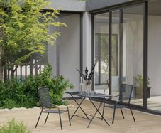 3 Piece Garden Dining Set Steel Anthracite