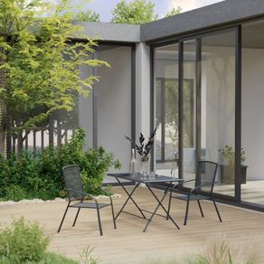 3 Piece Garden Dining Set Steel Anthracite