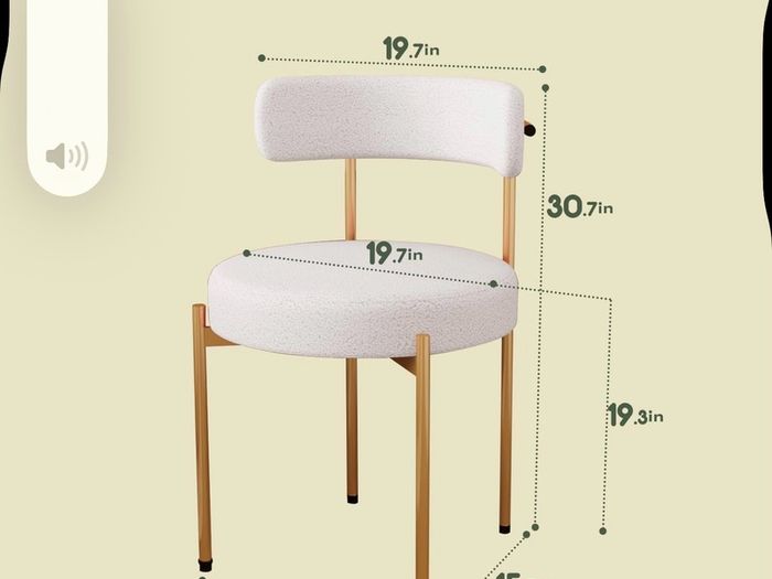 Desk Chair No Wheels Vanity Chair Comfy Accent Chair for Living Dining Room Bedroom Home Office Mid Century Modern Upholstered Armless with Metal Legs (Gold Frame+White, 1)