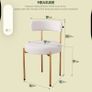 Desk Chair No Wheels Vanity Chair Comfy Accent Chair for Living Dining Room Bedroom Home Office Mid Century Modern Upholstered Armless with Metal Legs (Gold Frame+White, 1) Image 2