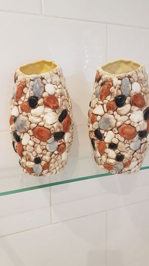 Pair Sylvac Pebble Range Vases. c1950s.Hand-Painted.