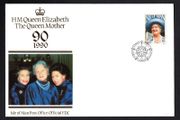 1990 Isle of Man 90th Birthday of Queen Elizabeth Commemorative Stamps Addressed First Day Cover (FDC)