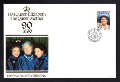 1990 Isle of Man 90th Birthday of Queen Elizabeth Commemorative Stamps Addressed First Day Cover (FDC)