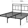 Elias Double Bed Frame Bed 190x135 cm  30cm Height Metal Bed Frame with Headboard  Platform bed frame with steel slat support  Modern Design  Easy Assembly  Black Image 7