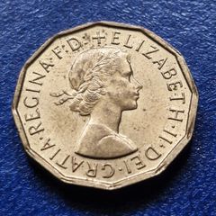 1967 United Kingdom UNC  3d Pence - Elizabeth II 1st portrait; without 'BRITT:OMN'