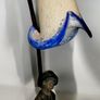 Bronze and marble lamp with signed antique glass shade Image 3