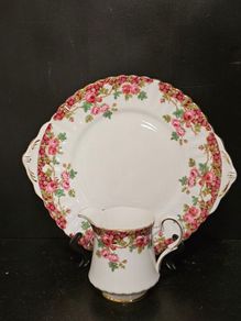 Vintage Royal Stafford "Olde English Garden" Fine Bone China Milk Jug and Cake Plate