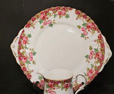 Vintage Royal Stafford "Olde English Garden" Fine Bone China Milk Jug and Cake Plate