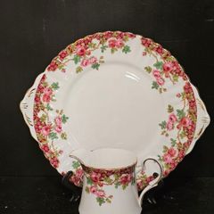 Vintage Royal Stafford "Olde English Garden" Fine Bone China Milk Jug and Cake Plate