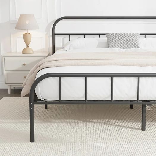 Single Metal Bed Frame with Large Storage Space,Black Modern Style Metal Bed Frame,Durable Steel Construction and Easy Assembly