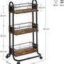 Serving Trolley, Kitchen Trolley, Kitchen Shelf on Wheels, 3 Levels, 360 degrees Rotation, for Kitchen, Dining Room, Living Room, Study Room, Vintage Brown or Black Image 3