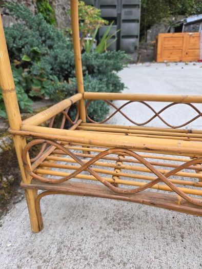 Mid Century Rattan Bamboo Table