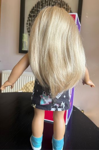 American Girl 18-Inch Truly Me Doll with Dark-Blue Eyes, Blonde Hair wearing show your wild side outfit  EUC