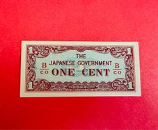 Japanese  Invasion  Money  BURMA   1  CENT  1942 WORLD WAR 11 ( Uncirculated )
