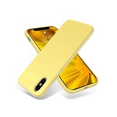 Liquid Silicone Case For iPhone XS Max Luxury Thin ShockProof Soft Phone Cover Yellow - FHT8IPXSMLK