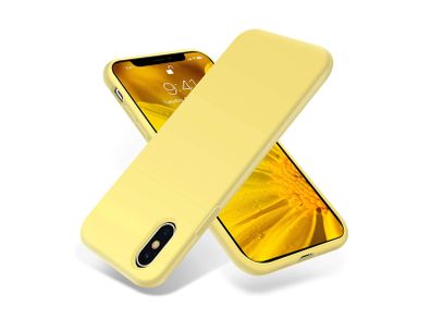 Liquid Silicone Case For iPhone XS Max Luxury Thin ShockProof Soft Phone Cover Yellow - FHT8IPXSMLK
