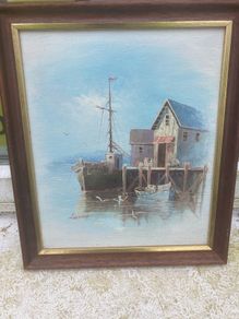 Boat painting free postage