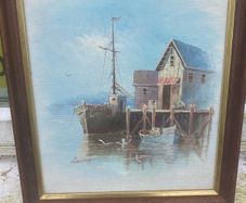 Boat painting free postage