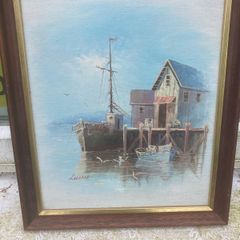 Boat painting free postage