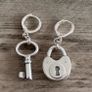 Silver Plated Padlock and Key Earrings Image 2