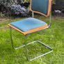 Vintage Italian Cesca Style Cantilever Chair  Teal Blue & Beech Made in Italy Image 4