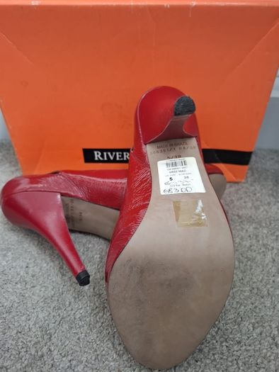 Red peep toe River Island high heels. Size UK5