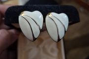 Ivory enamel earrings, Vintage jewelry
