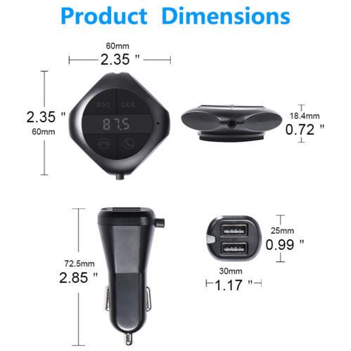 6-in-1 Hands Free Wireless Bluetooth FM Transmitter Modulator Car MP3 Player TF/SD Memory Card USB LCD Dual USB Charger 10W Car Accessories