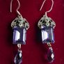 Vintage Sterling Silver 925 Dainty Violet Crystal and Silver Earrings 8,8g Image 5