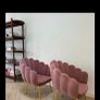 Two pink velvet shell chairs Image 3