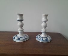 Vintage Pair of Dedham Pottery Candlesticks
