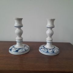 Vintage Pair of Dedham Pottery Candlesticks