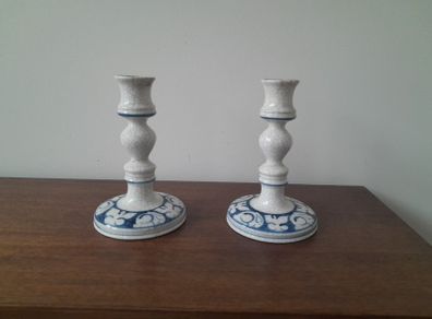 Vintage Pair of Dedham Pottery Candlesticks