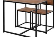 Steel Frame MDF 2-Seater Bar Stool and Table Set Wood Tone (FREE POSTAGE)