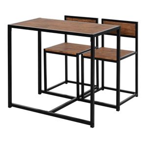 Steel Frame MDF 2-Seater Bar Stool and Table Set Wood Tone (FREE POSTAGE)