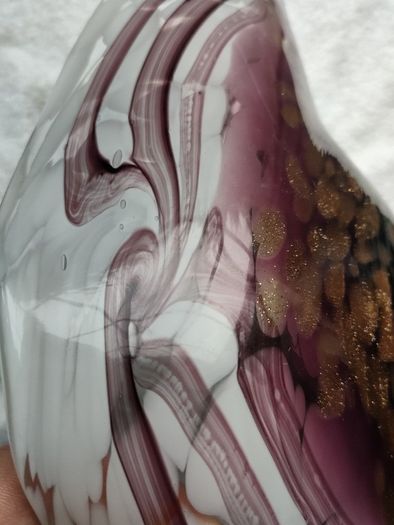 Hand blown curved glass dish